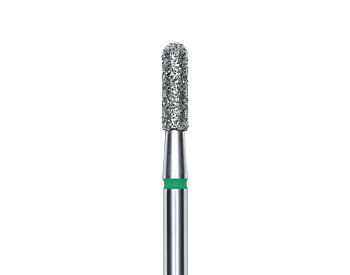 DIAMOND NAIL DRILL BIT, ROUNDED "CYLINDER", GREEN, HEAD DIAMETER 2.3 MM/ WORKING PART 8 MM - Diverse