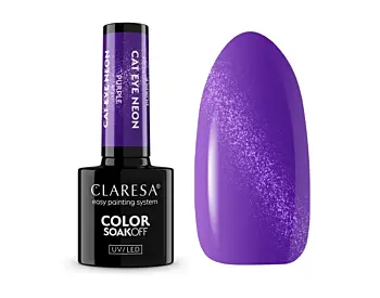 Claresa Cat Eye hybridlakk NEON PURPLE 5 g