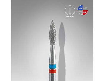 Diamond nail drill bit DUO flame red-blue EXPERT head diameter 2,1mm 8mm