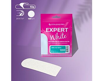 Disposable white files for pedicure grater EXPERT 10 100 grit (30 pcs)