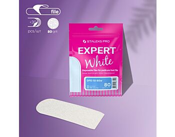 Disposable white files for pedicure grater EXPERT 10 80 grit (30 pcs)