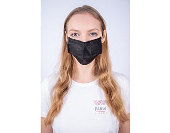 BLACK medical mask on elastic band, 50stk