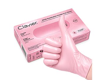 Clavier pudderfrie diagnostiske nitrilhansker (S), Pearl Rosa, 50 stk