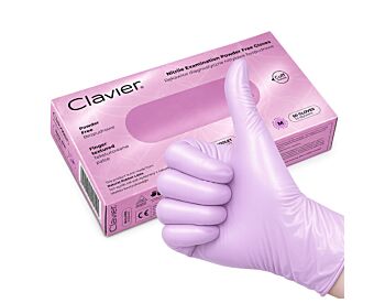 Clavier pudderfrie diagnostiske nitrilhansker (M), Pearl Lilla, 50 stk