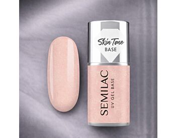 Semilac Skin Tone Cover Base Glitter Peach 7ml – Base og Farge i Ett 7ml