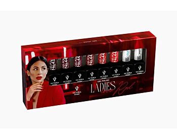 GEL POLISH 8 pack Ladies Love Red + GEL POLISH TOP Matte + TOP Gloss 