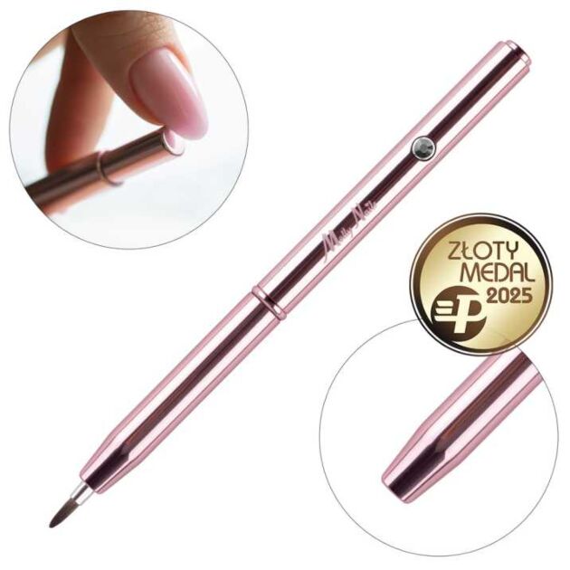 Rose gold børste med tilbaketrekkbar mekanisme beskytter busten.