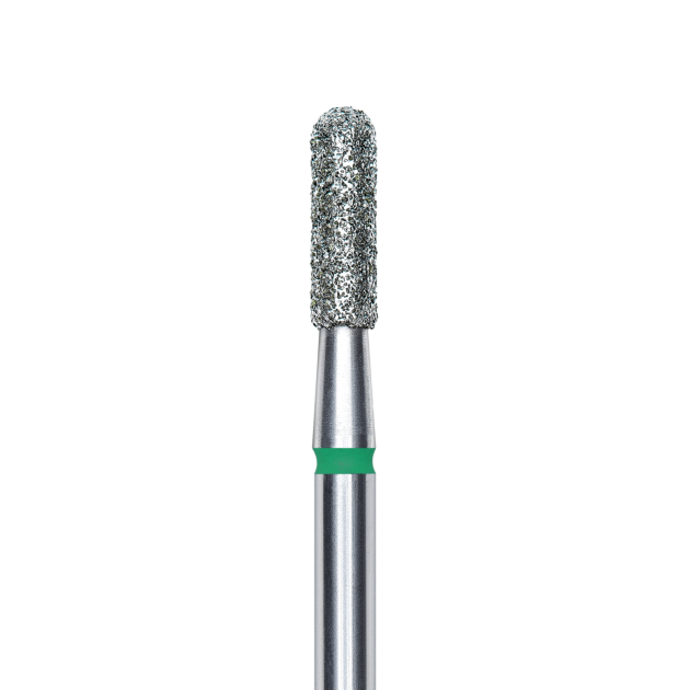 DIAMOND NAIL DRILL BIT, ROUNDED "CYLINDER", GREEN, HEAD DIAMETER 2.3 MM/ WORKING PART 8 MM - Diverse