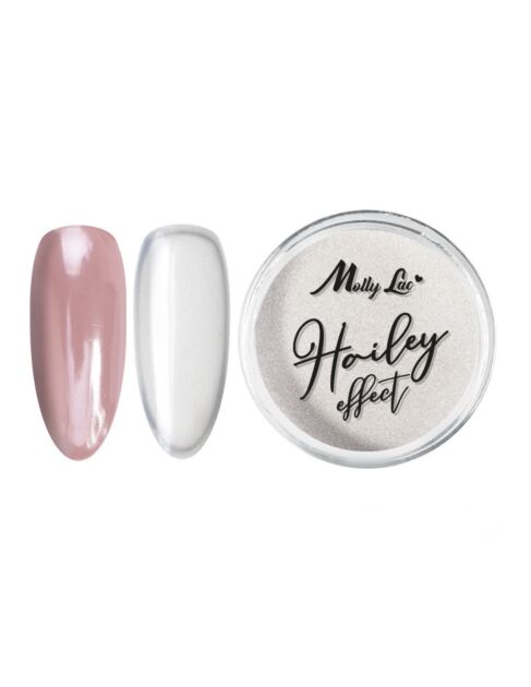 Hailey Effect MollyLac neglepulver 0,3 g med speil- og perleeffekt for profesjonell negledesign.