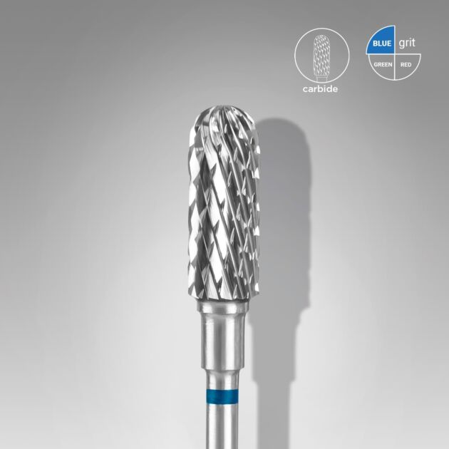 Staleks Carbide Nail Drill Bit "Rounded Cylinder Blue" EXPERT, 5 mm / 13 mm