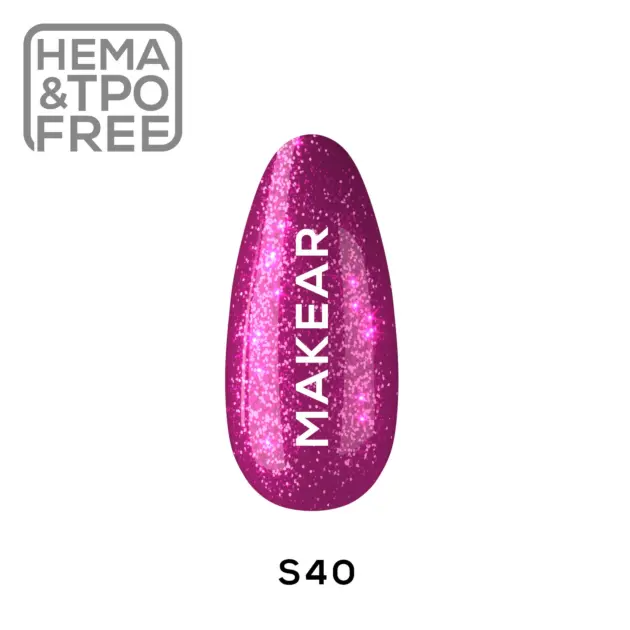 Makear, s40 touch me, glitter rosa uv gel polish, Ibloom.no, Makear norge