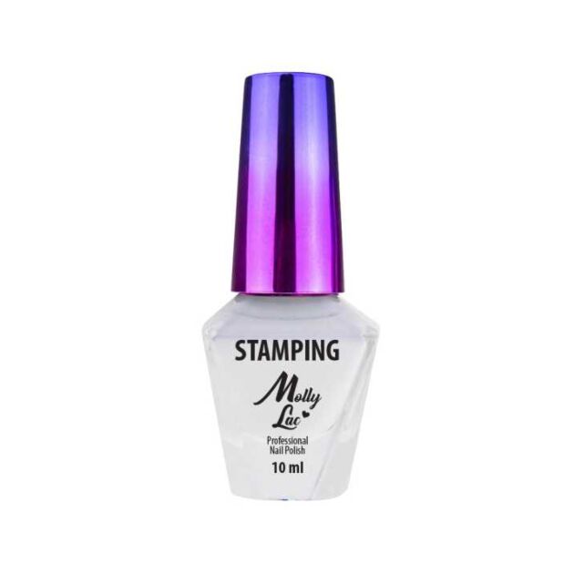 MollyLac stamping lakk hvit 10ml – pigmentert lakk til neglestempling uten lampe