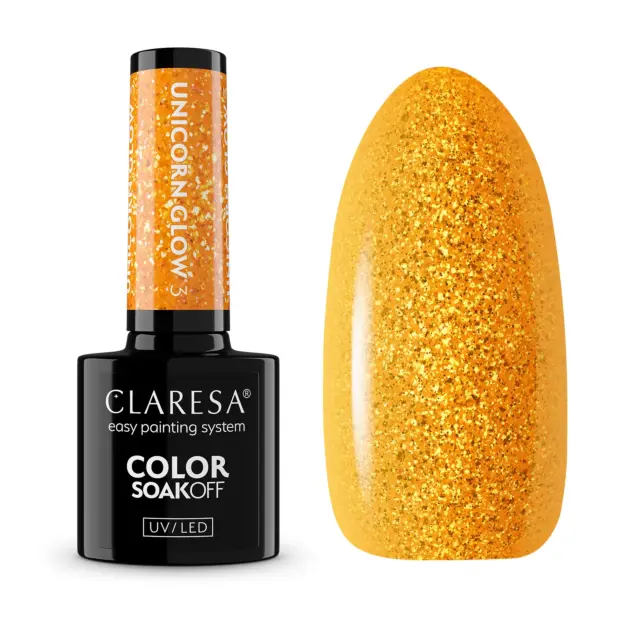 Claresa Unicorn Glow 3 Gel Nail Polish 5g – gylden-amber farge med perleaktige refleksjoner