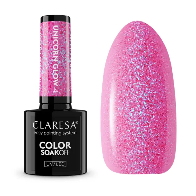 Claresa Unicorn Glow 4 Gel Nail Polish 5g – rosa nyanse med blå-rosa refleksjoner