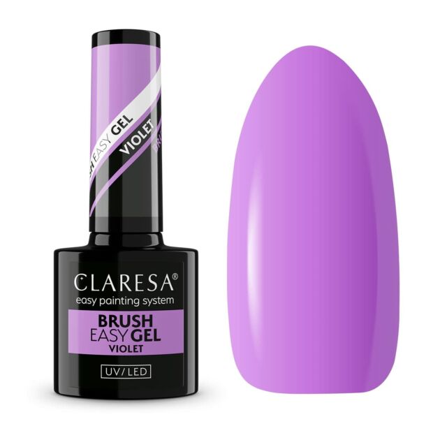 Claresa BRUSH EASY GEL VIOLET 5g – Fleksibel gel med pensel for neglforlengelser og korrigeringer. Perfekt for profesjonelle og hjemmebruk.