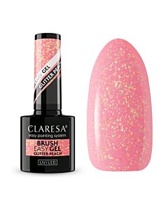 Claresa Brush Easy Gel Glitter Peach 5g Gel i Flaske – Perfekt for Profesjonelle Neglesalonger